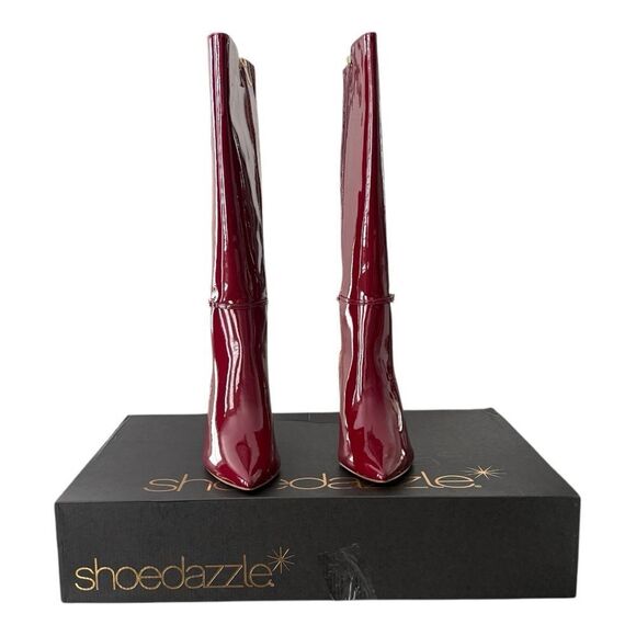 Shoe Dazzle Heeled Boots Adaline-D Tibetan Red Knee Boots Women’s Size 10 Wide - Picture 2 of 11